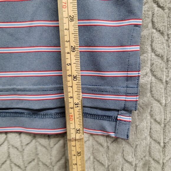 Turtleson Tour Performance Golf Polo Shirt Men's 2XL Blue Red Striped Stretch - Picture 4 of 7